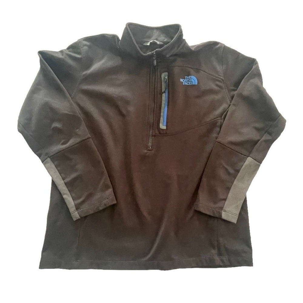 The North Face 1/4 Zip Pullover Jacket Mens XL Black Gray Blue Zip Outdoor